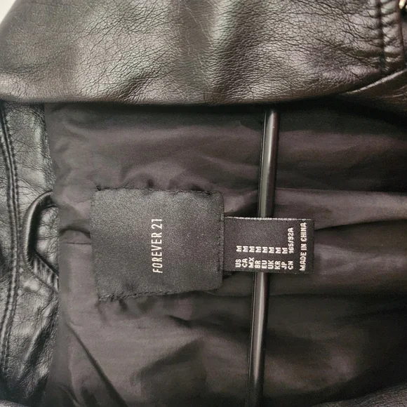 Forever 21 Black Faux Leather Moto Jacket with Silver Zippers - Picture 3 of 3